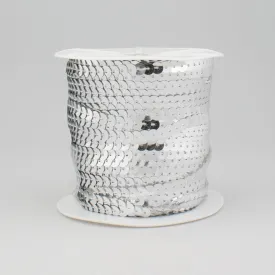 0.25" Sequin Trim: Metallic Silver (100 Yards)