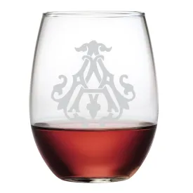 1-Letter Etched Initial Stemless Wine Glass