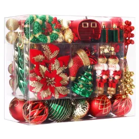 135Pcs Red, Green and Gold Christmas Ball Ornament Set