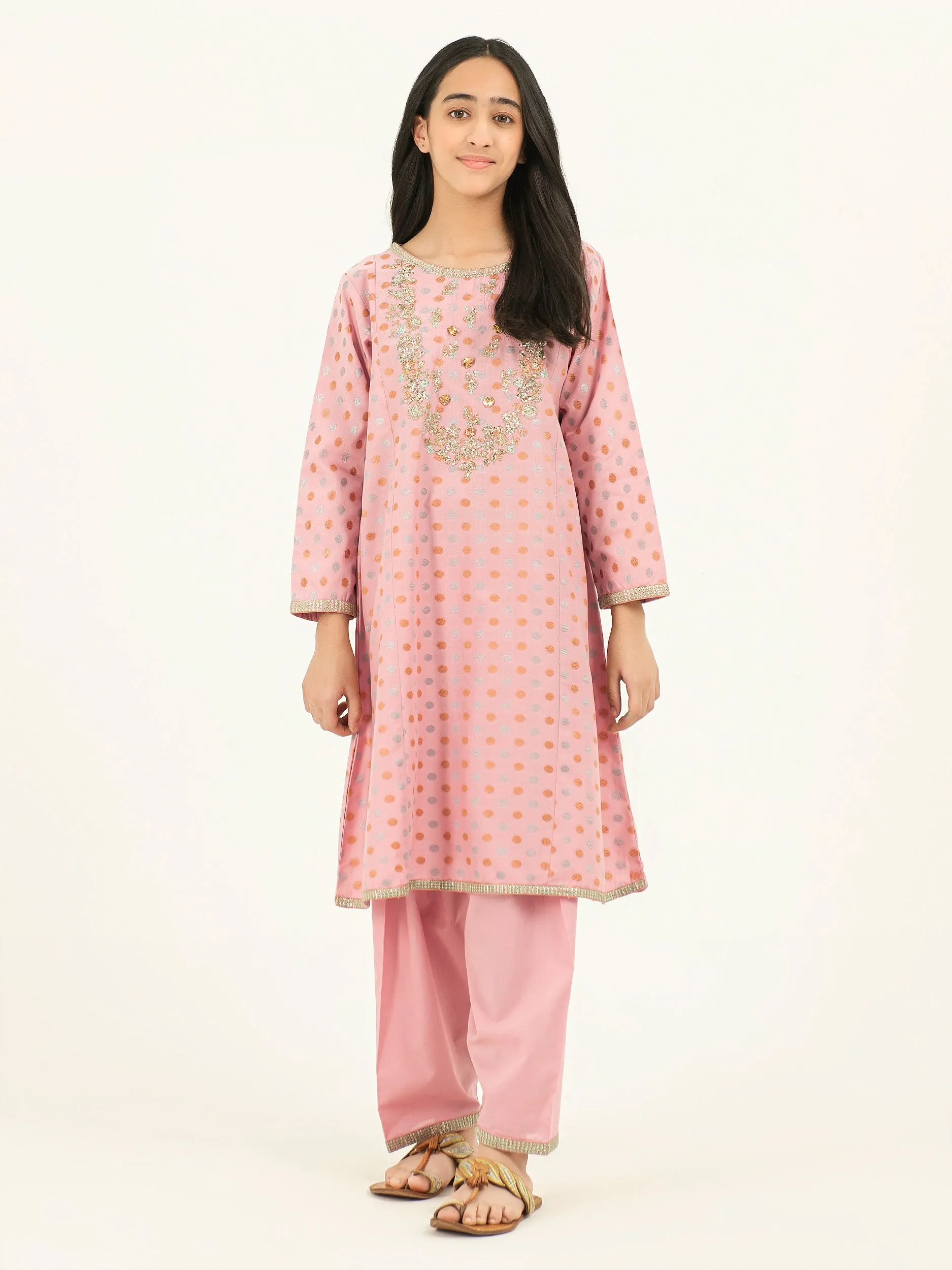 2 Piece Jacquard Suit-Embellished (Pret)