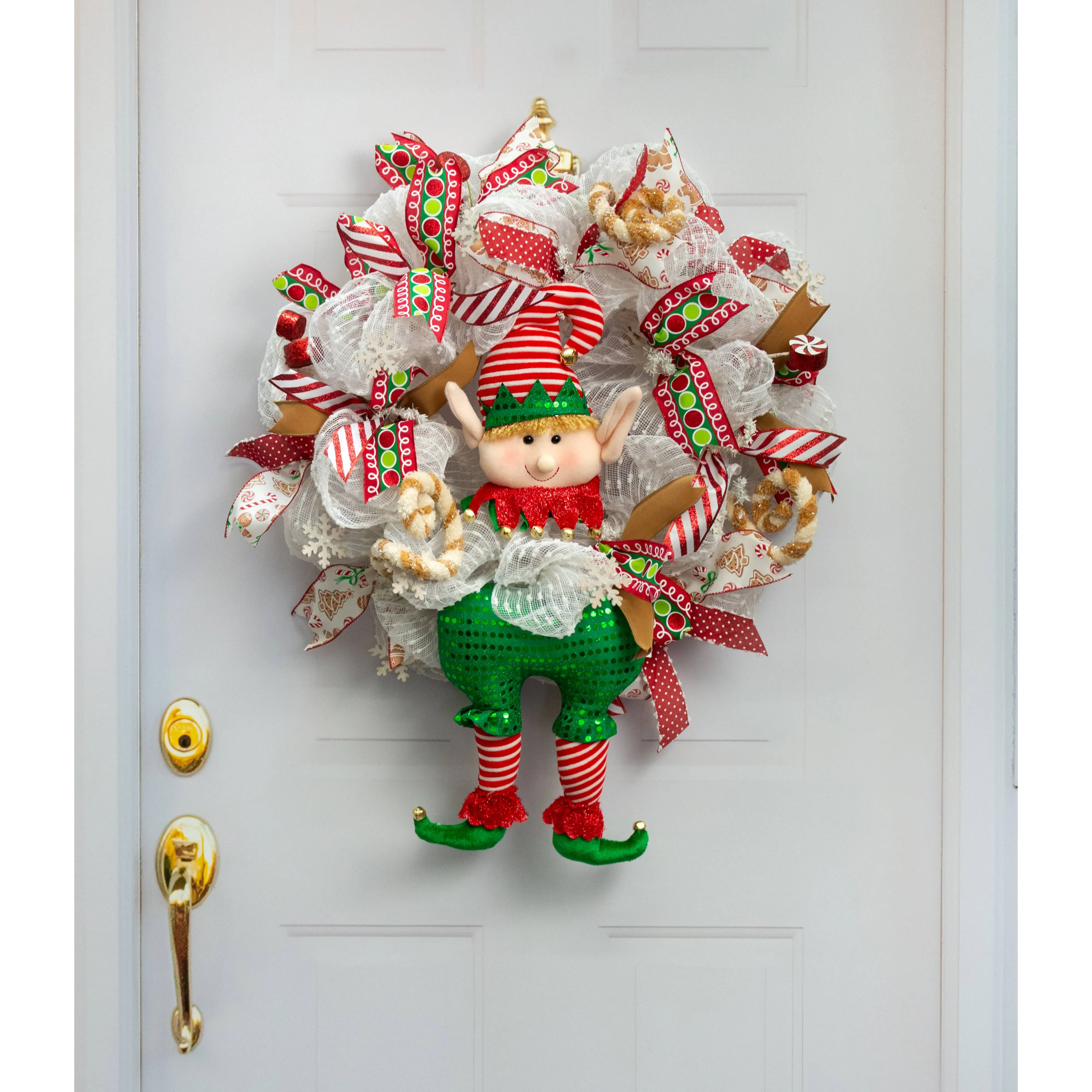 20" Sequin Elf Wreath Accent Kit: Red & Emerald Green