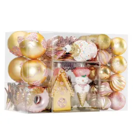 86pcs Gold & Pink Christmas Tree Balls Ornaments