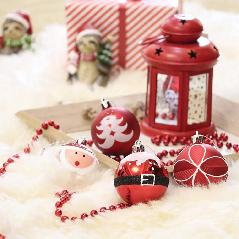 9 pcs Red Santa theme Christmas Ball Tree ornaments XMAS Decoration Set