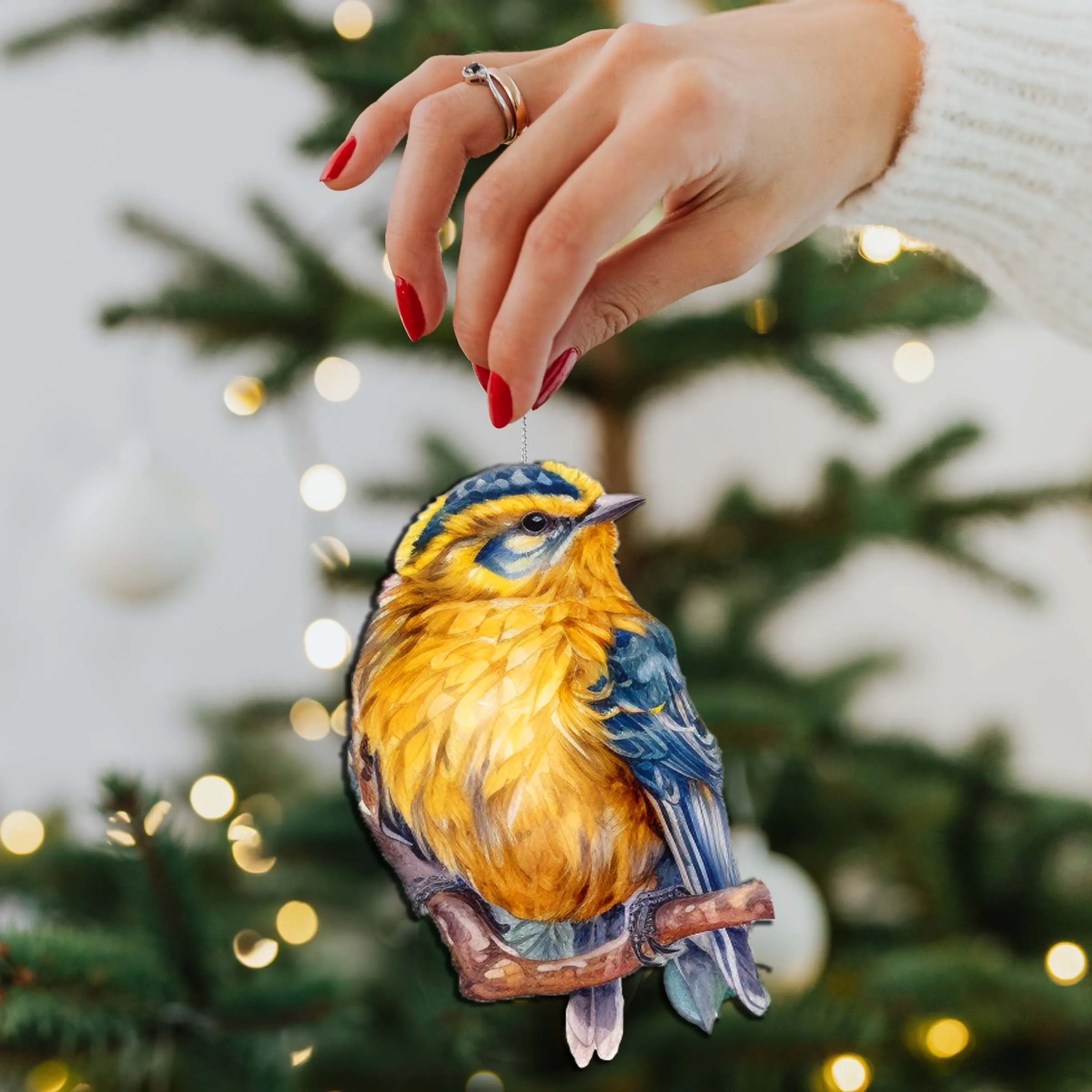 Alaskan Forest Bird Wooden Ornaments by G.Debrekht - Wildlife Holiday Décor - 8710005-4