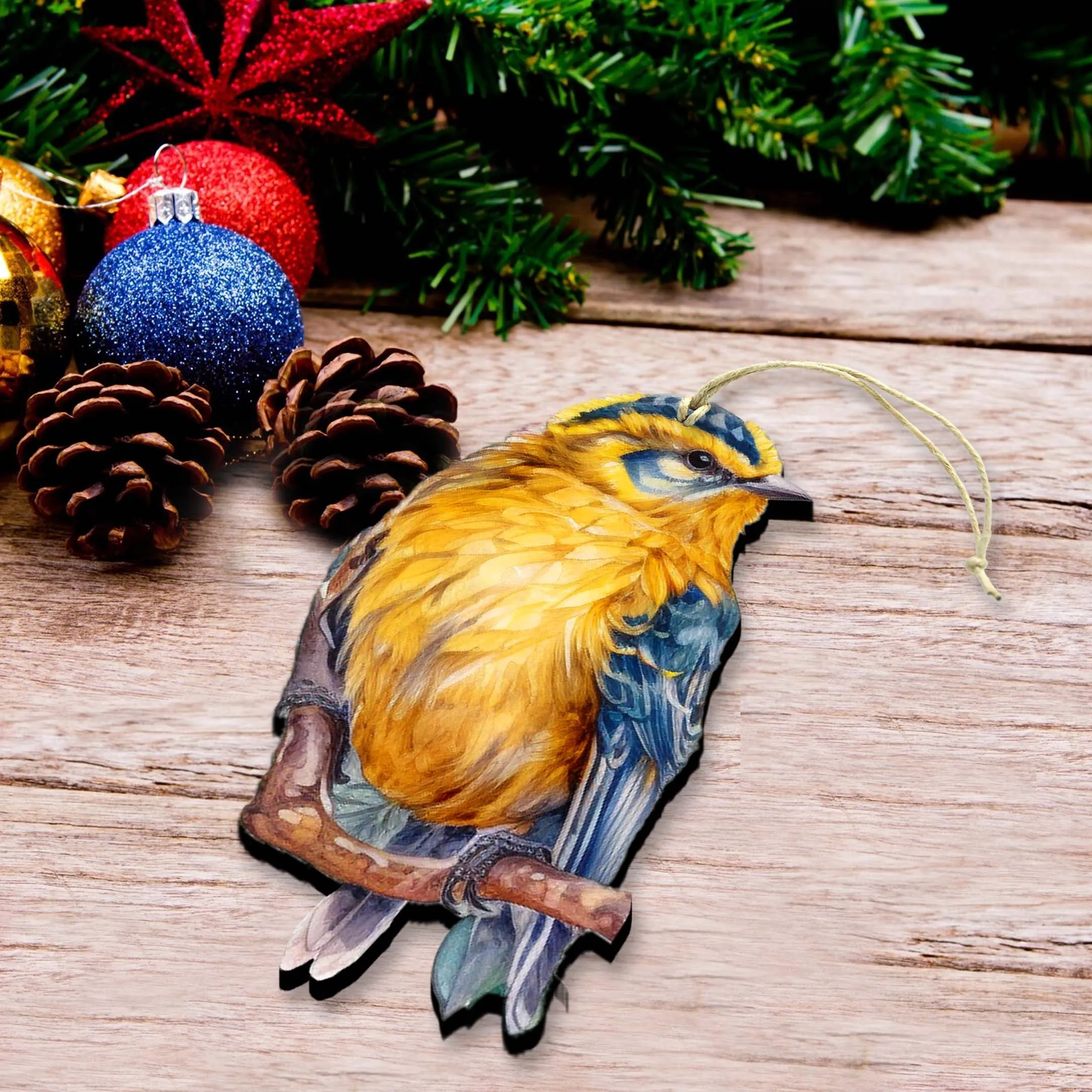 Alaskan Forest Bird Wooden Ornaments by G.Debrekht - Wildlife Holiday Décor - 8710005-4