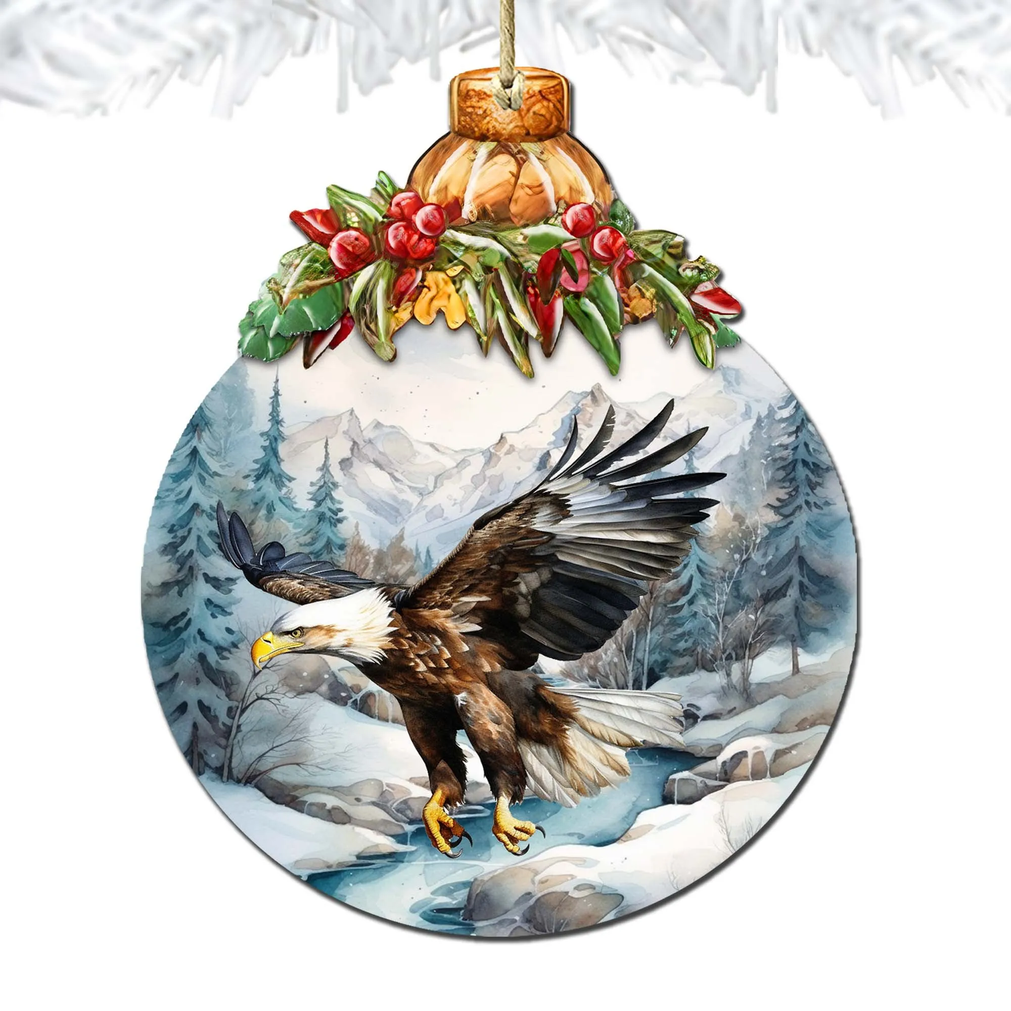 Alaskan Graceful Eagle Wooden Ornaments by G.Debrekht - Wildlife Holiday Décor - 870030