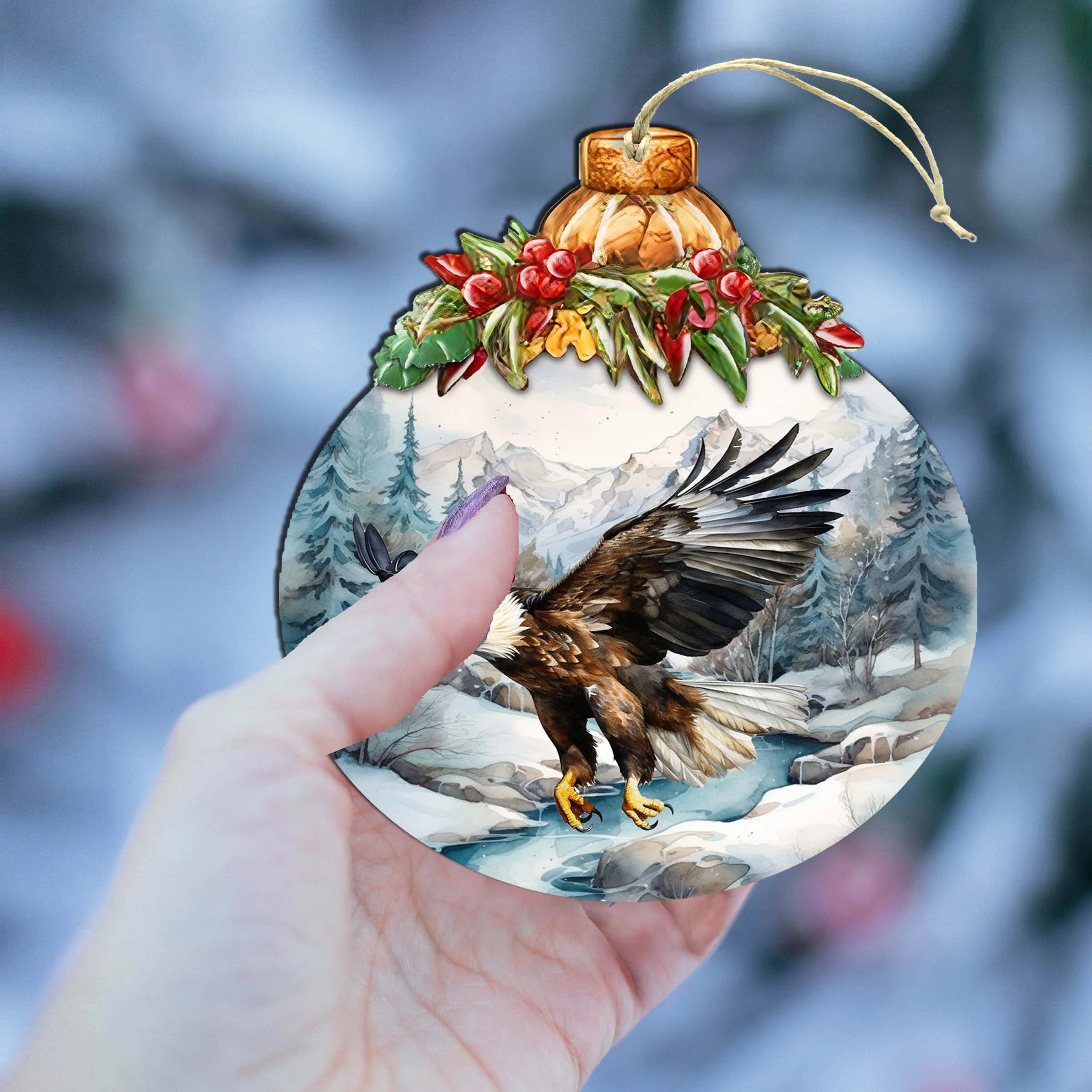 Alaskan Graceful Eagle Wooden Ornaments by G.Debrekht - Wildlife Holiday Décor - 870030