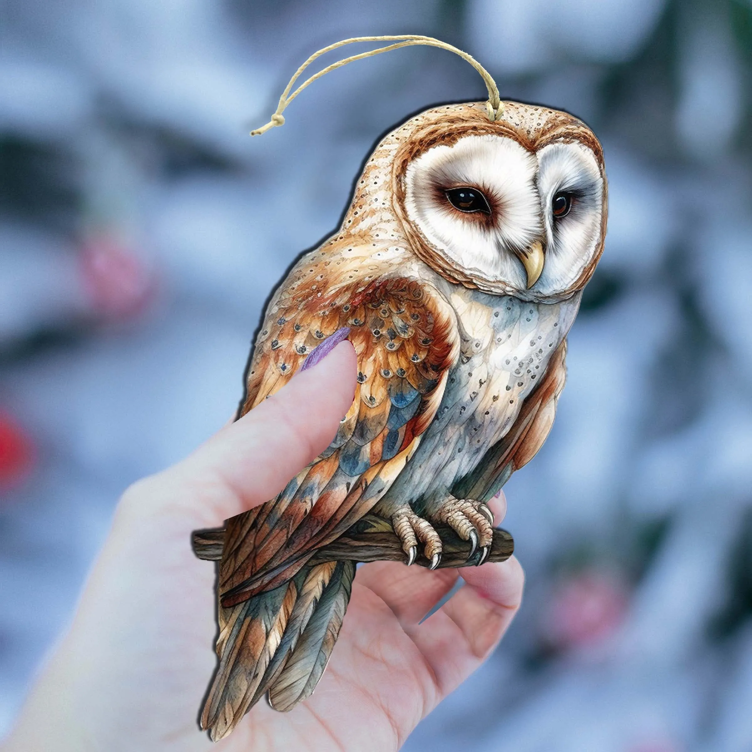 Alaskan Short-eared Owl Wooden Ornaments by G.Debrekht - Wildlife Holiday Décor - 8710004-4