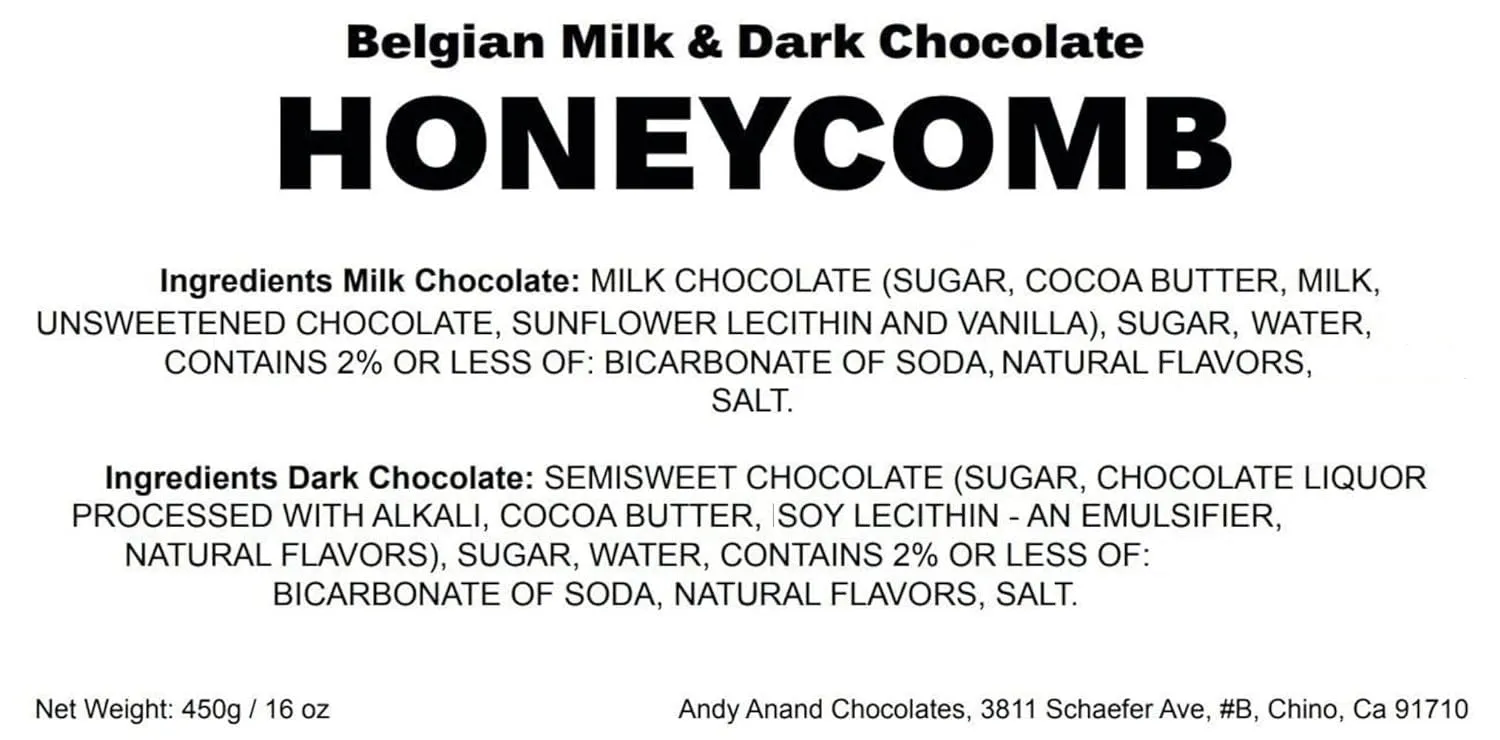 Andy Anand Belgian Milk & Dark Chocolate Honeycomb 1 lbs Sponge Home Made Taste, Sweet Delight: Chocolate Gift Box for Any Occasion