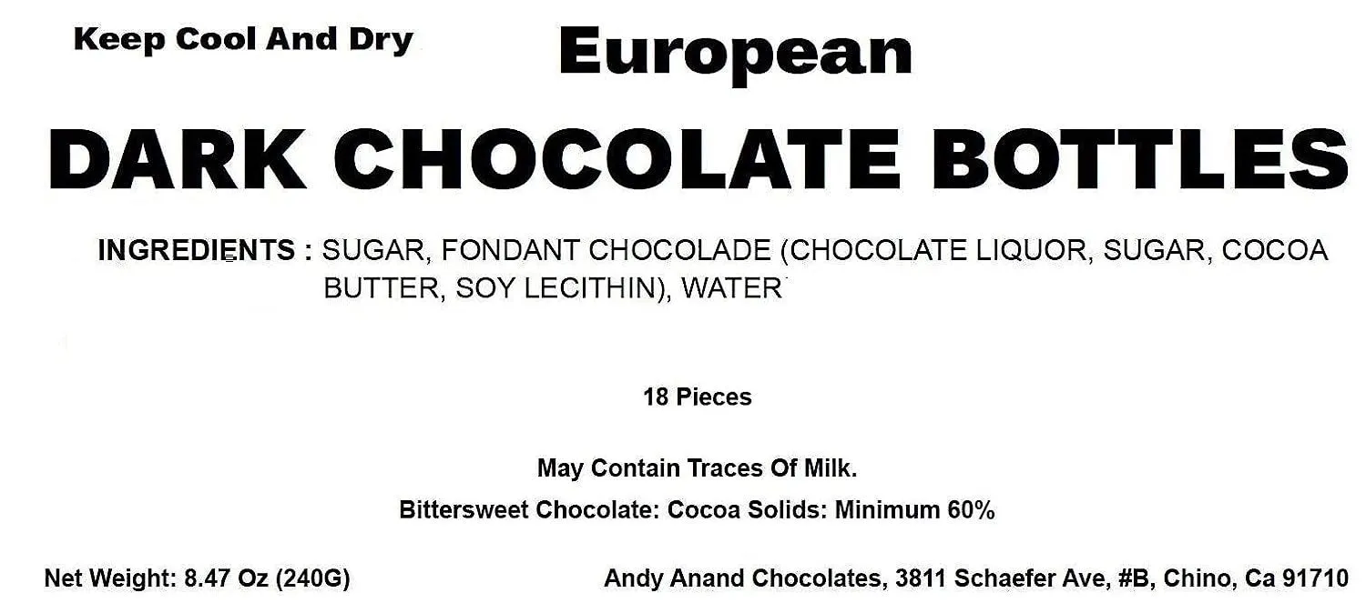 Andy Anand European Liquor Flavored Dark Chocolate Bottles, Assortment Of Premium Selection, Filled with Top-Shelf Non Alcoholic liqueur, Packed in a Wooden Gift Box - 18 Count