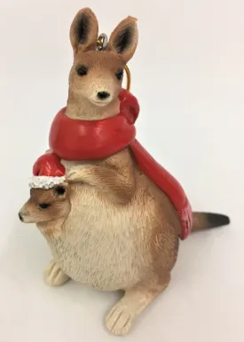 Bristlebrush Designs <br> Kangaroo Christmas Tree Ornament (with Joey and Scarf)