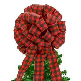 Buffalo Plaid Check Bow Christmas Tree Toppers