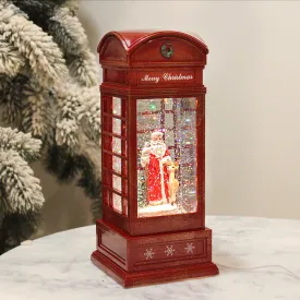 Christmas Musical Water Lantern Santa Booth with Sculpted Scene Swirling Confetti LED Light