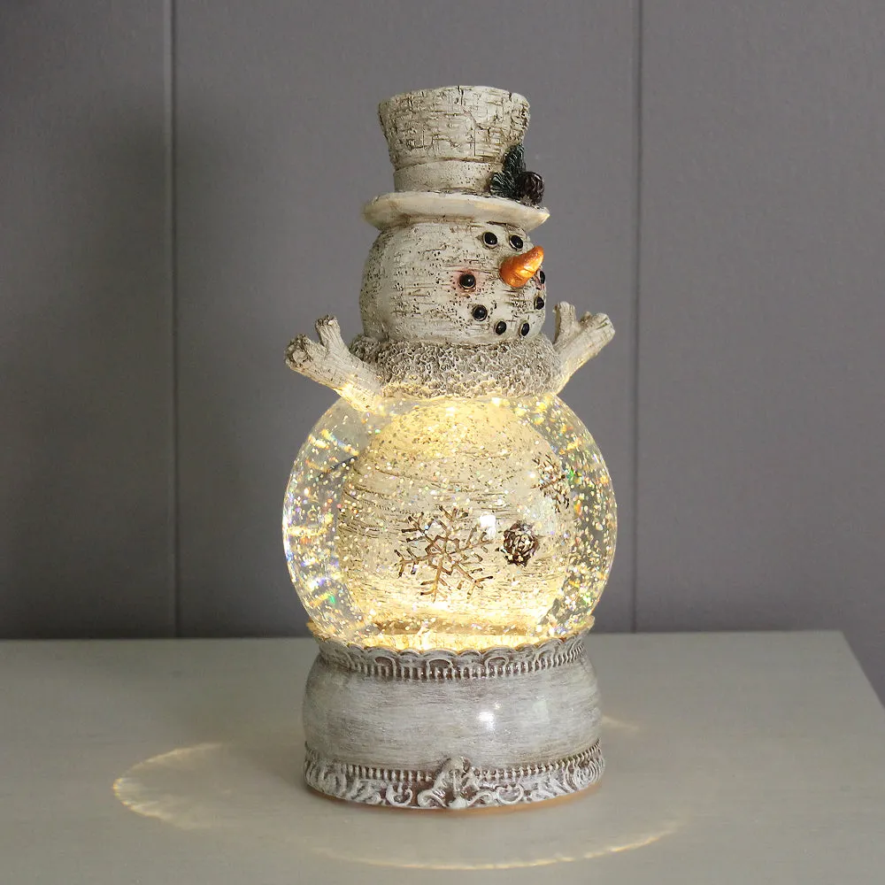 Christmas Musical Water Lantern Snowman Snowglobe with Swirling Confetti LED Light