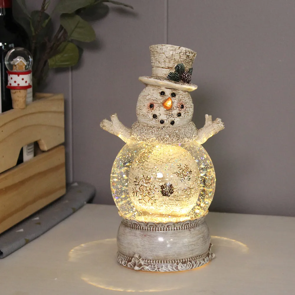 Christmas Musical Water Lantern Snowman Snowglobe with Swirling Confetti LED Light