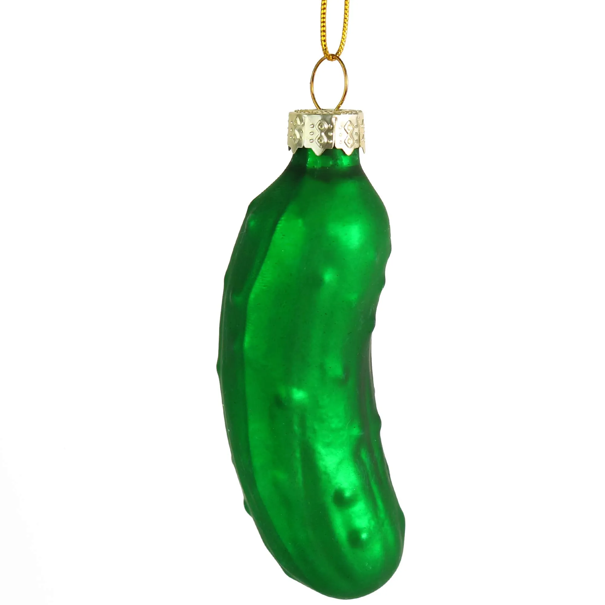 Christmas Pickle Tree Ornament - Traditional Glass Blown Green Hanging Pickle Ornaments Pack of 4