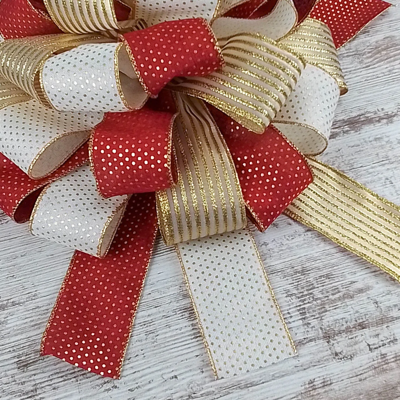 Christmas Tree Bows | Tree Topper Bows | Burgundy Ivory Gold Bow