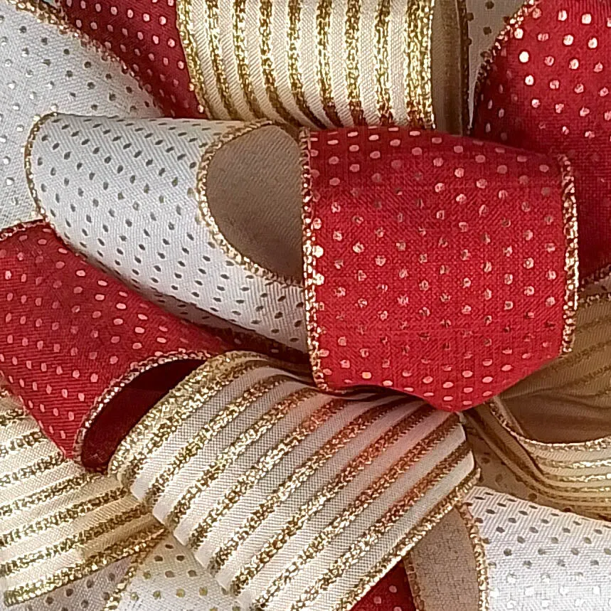 Christmas Tree Bows | Tree Topper Bows | Burgundy Ivory Gold Bow