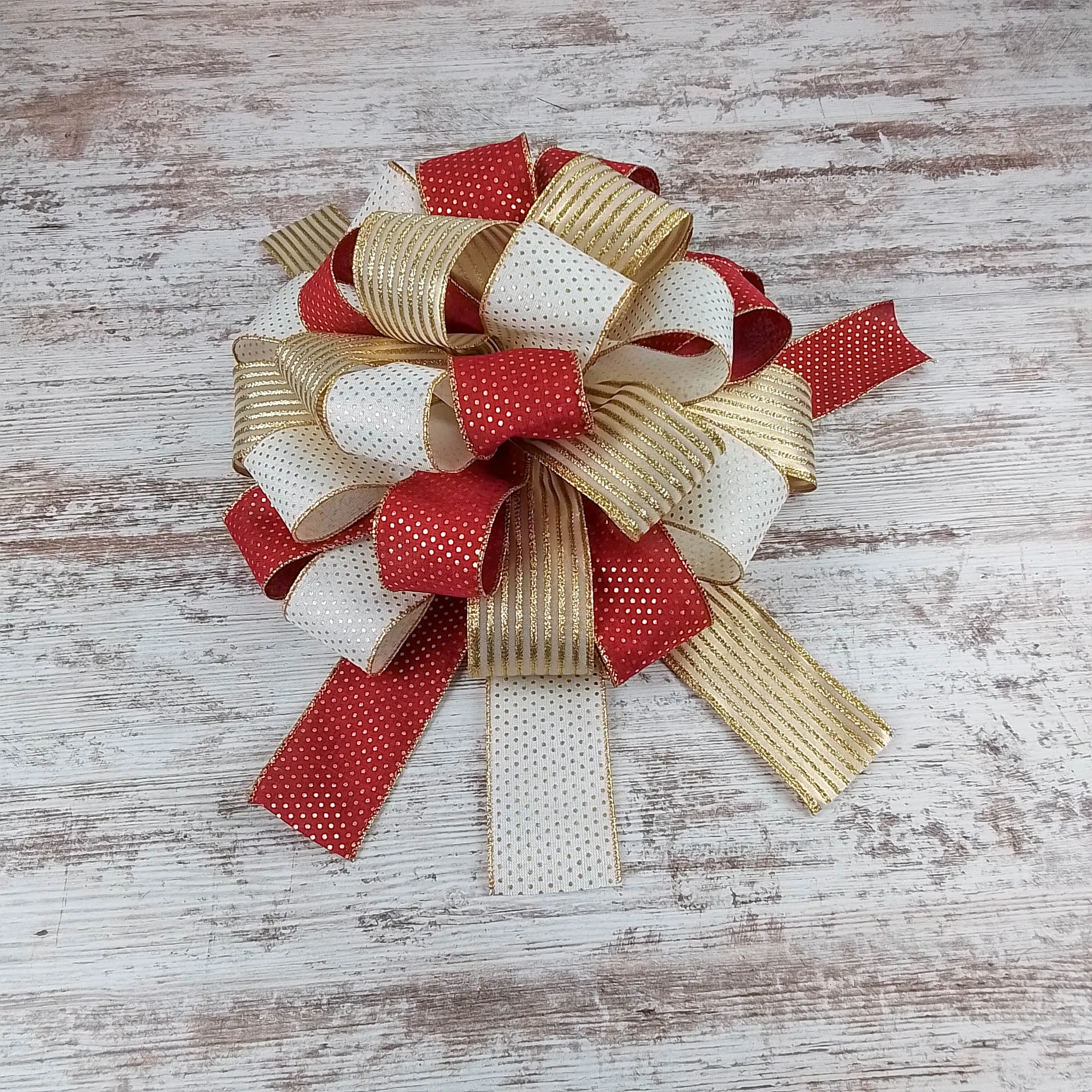 Christmas Tree Bows | Tree Topper Bows | Burgundy Ivory Gold Bow