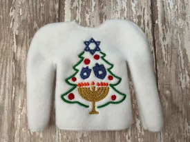 Christmas Tree Menorah Hanukkah ITH Elf Sweater Shirt