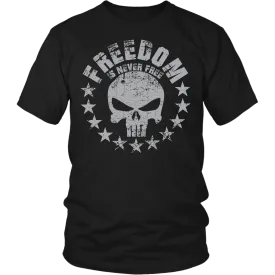 Freedom Is Never Free T-shirt Design - Punisher Skull Stars, Freedom Shirt Never Forget Freedom Is Not Free