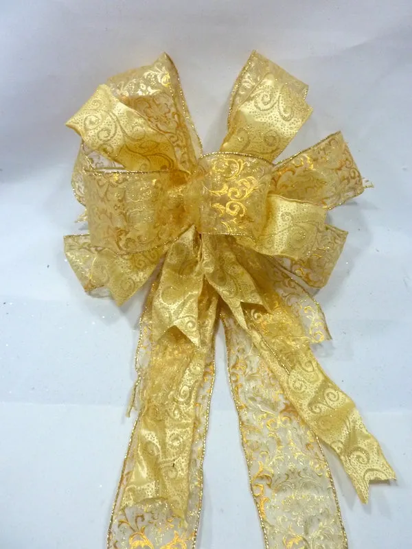 Gold Christmas bow, wreath bow, tree bow