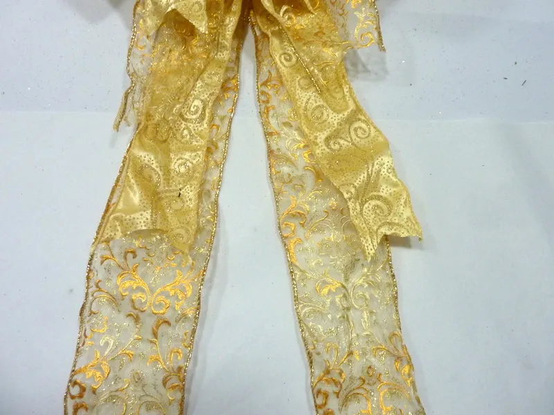 Gold Christmas bow, wreath bow, tree bow