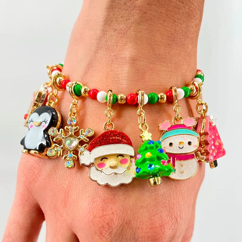 Gold Glitter Santa Claus Charm