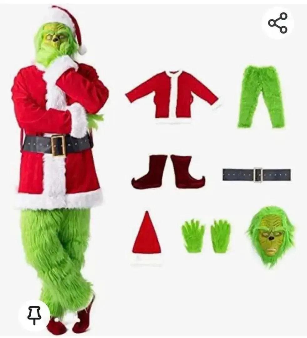 GRINCH Party Costume Grinch Suit 7 pcs