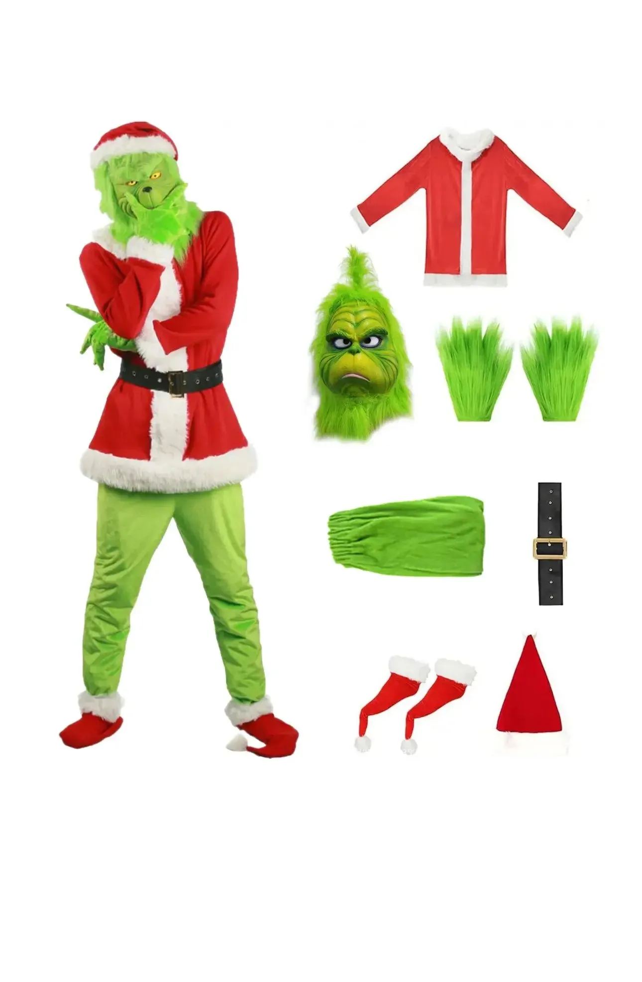 GRINCH Party Costume Grinch Suit 7 pcs