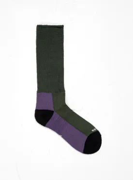 Hybrid Pile Crew Socks Dark Green, Purple & Black