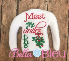 ITH Meet me under the Mistletoe Elf Sweater Shirt embroidery design