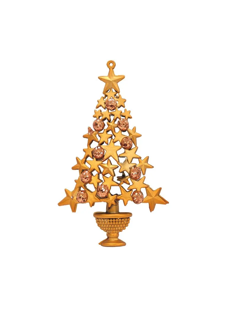 Landmark 2piece Hanging Christmas Tree 8cm - Gold (YRC23-468)