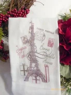 Paris Christmas Towel, Eiffel tower Tea Towel