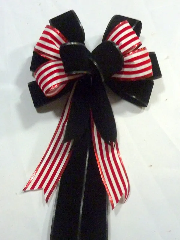 Red and Black Velvet Christmas bow, wreath bow, Lantern bow