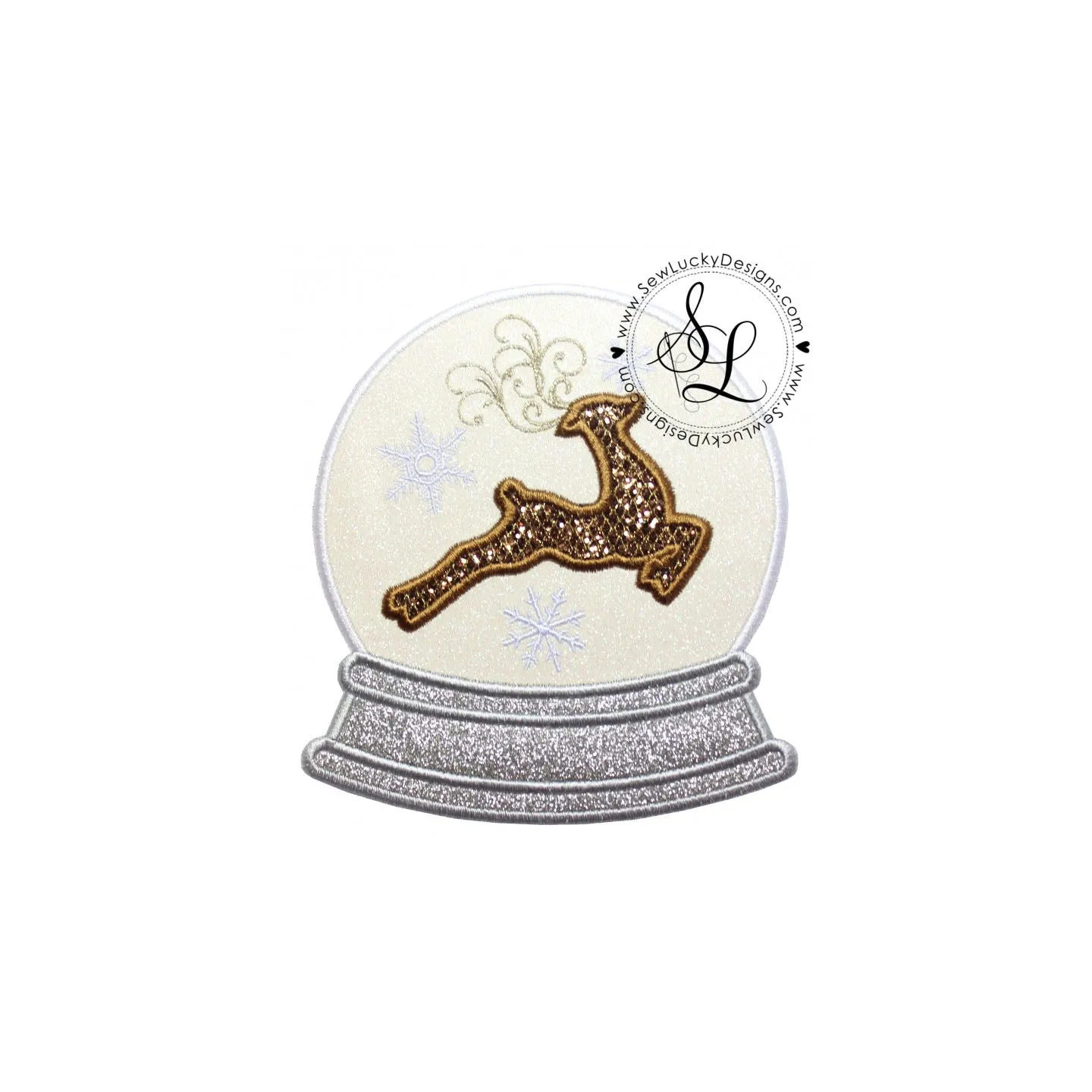 Reindeer in Snow Globe Applique