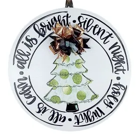 Silent Night Door Hanger - Gold and Black Christmas Decor - Round Circle Design