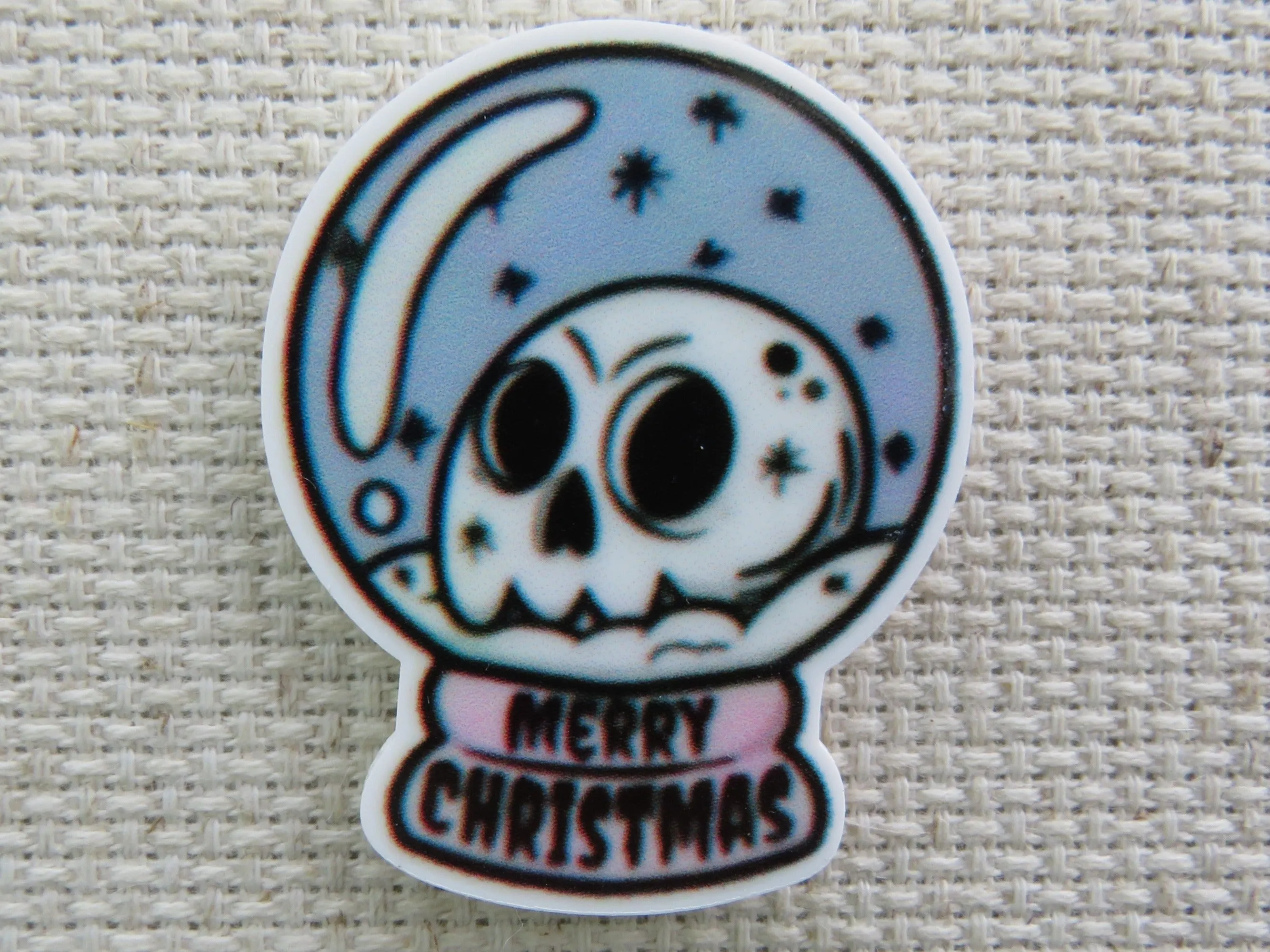 Skull Merry Christmas Snow Globe Needle Minder, Cover Minder, Magnet LAST ONE!!