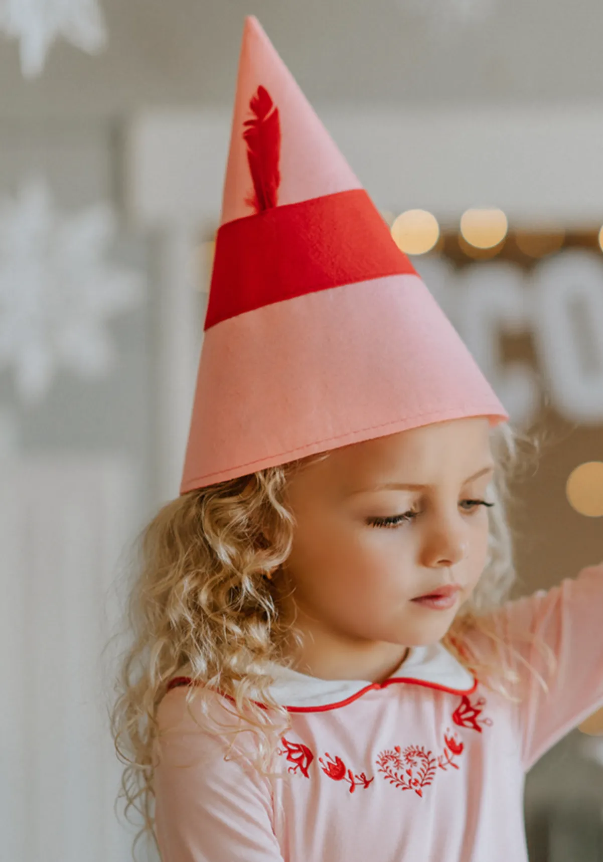 Smiling Elf Hat Pink and Red