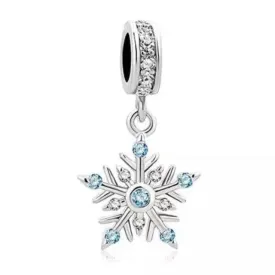 Snowflake Dangle Charm - 925 Sterling Silver