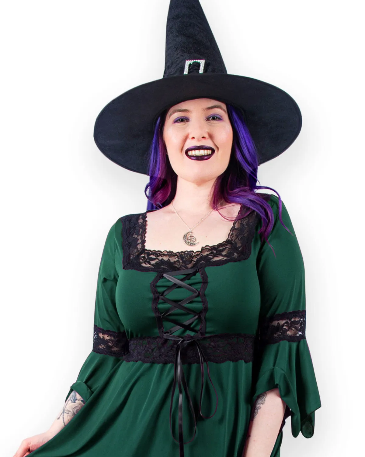 Spellcaster Witch Costume with Renaissance Top, Envy